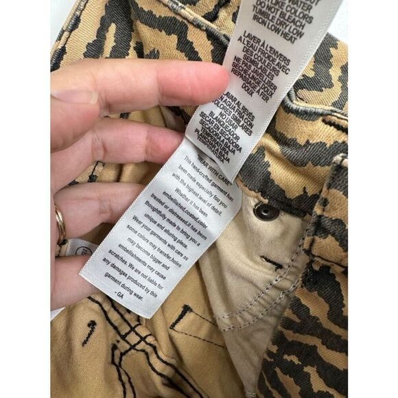 Good American High Waist Skinny Jeans Size 4 Crop Tan Brown Zebra NWT - Picture 5 of 6
